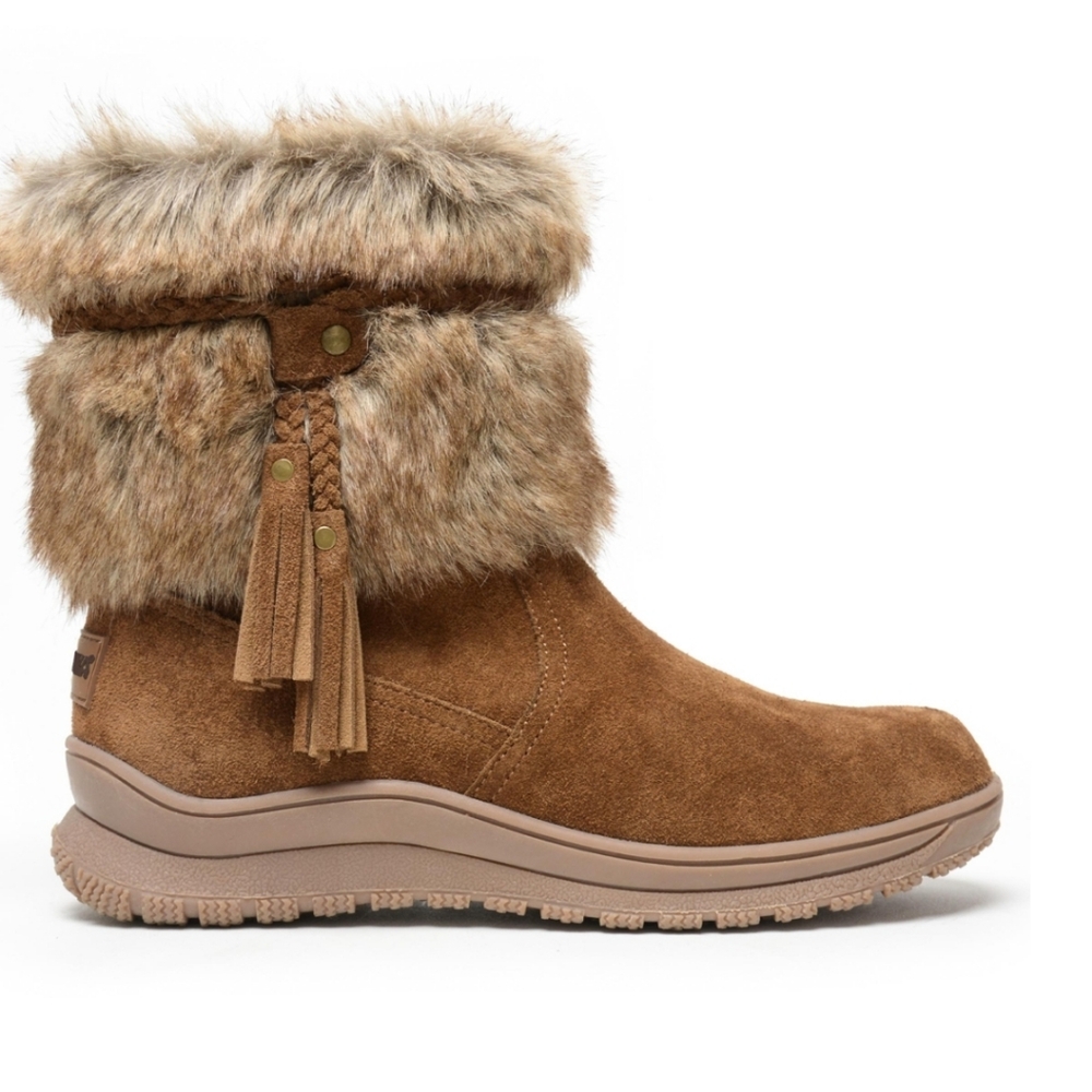 Women's Faux Fur Trim Boots - Brown